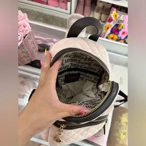 Juicy Couture Royal Moment Pink and Black Quilted Backpack Juicy Couture Crystal Pink Clay Royal Moment Medium Backpack  main image 4